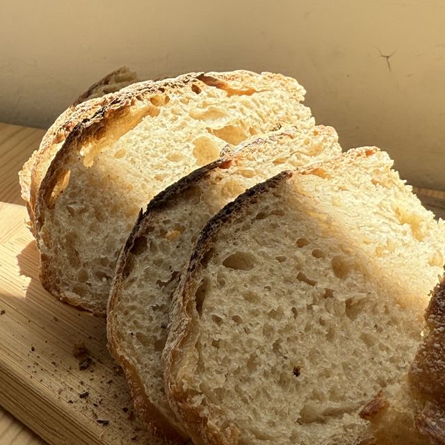 A loaf sliced across the board